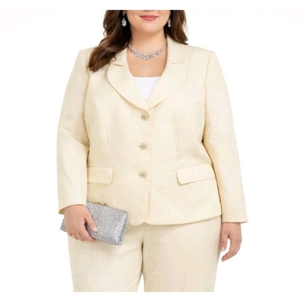 LE SUIT Size 24W Pastel Yellow Single Breasted Blazer Easter Wedding Business